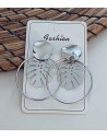 Boucles d'oreilles créoles pendant motif feuille