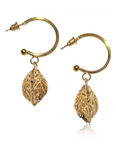 Anneaux d'oreilles pendentif feuille filigrane en relief