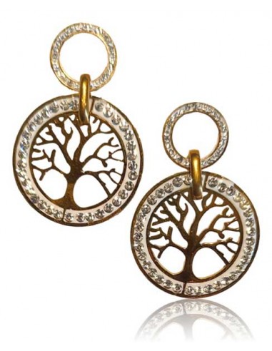 B.O pendantes acier motif arbre contours zirconiums