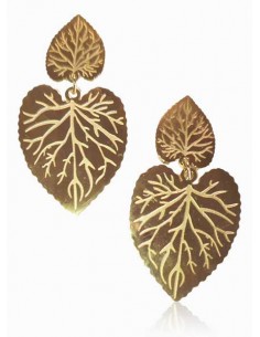 Boucles d'oreilles acier inoxydable doré motif feuilles