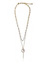 Collier acier doré double chaine pendentif cercle étoile