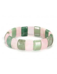 Bracelet pierres quartz rose et aventurine modèle carré