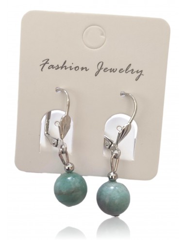 Boucles d'oreilles amazonite pierre boules 10 mm