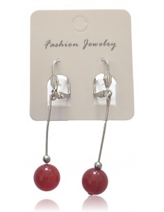 Boucles d'oreilles cornaline pendantes pierre boule 10 mm