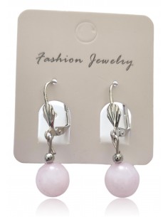 Boucles d'oreilles quartz rose pierres boules 10 mm