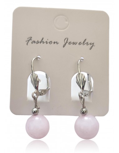 Boucles d'oreilles quartz rose pierres boules 10 mm