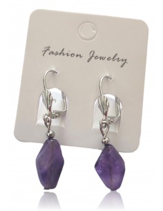 Boucles d'oreilles améthyste losange