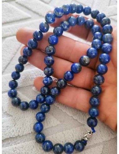 Collier lapis lazuli pierres boules 8 mm