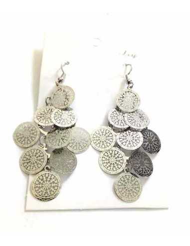 Boucles d'oreilles fantaisie pampilles motif mandalas 6 cm