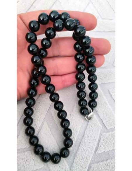 Collier onyx pierres boules 10 mm