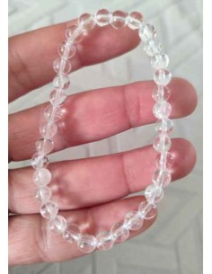 Bracelet cristal de roche pierres boules 6 mm