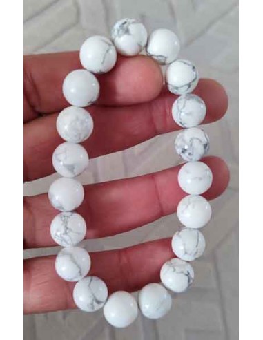 Bracelet howlite blanche pierres boules 10 mm