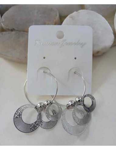 Boucles d'oreilles créoles avec anneaux filigranes suspendus