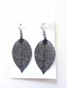 Boucles d'oreilles feuilles noires filigranes