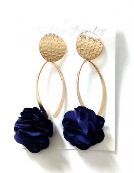 Boucles d'oreilles fleur sur anneau géométrique