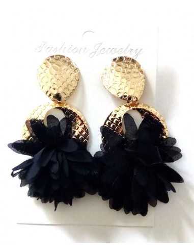 Boucles d'oreilles pompons fleurs