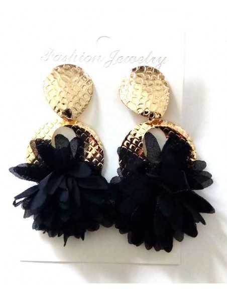 Boucles d'oreilles pompons fleurs