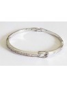 Bracelet jonc motif ceinture serti métal rhodié