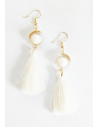 Boucles d'oreilles fantaisie pendantes pompon 6 cm