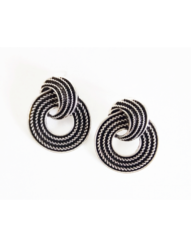 Boucles d'oreilles anneaux enchevêtrés métal vieilli 3 cm