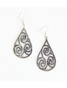Boucles d'oreilles gouttes métal vieilli motif oriental 5 cm