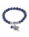 Bracelet lapis-lazuli boules 8 mm et pendentif arbre de vie