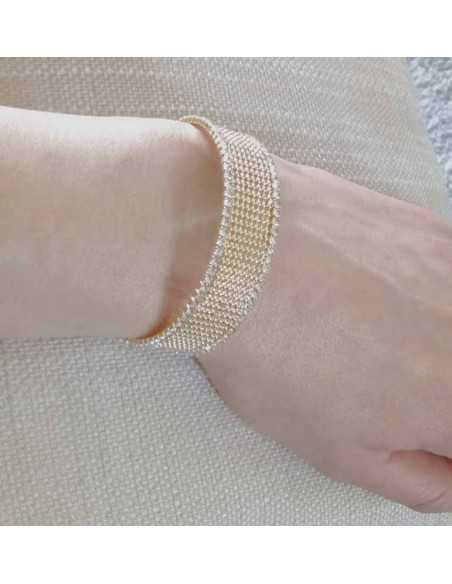 Bracelet manchette souple fin serti de strass