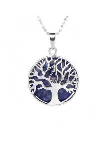 Collier lapis-lazuli pendentif arbre de vie
