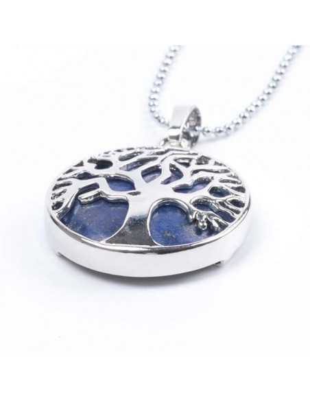 Collier lapis-lazuli pendentif arbre de vie