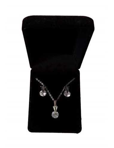 Parure en coffret collier pendentif zirconium & boucles